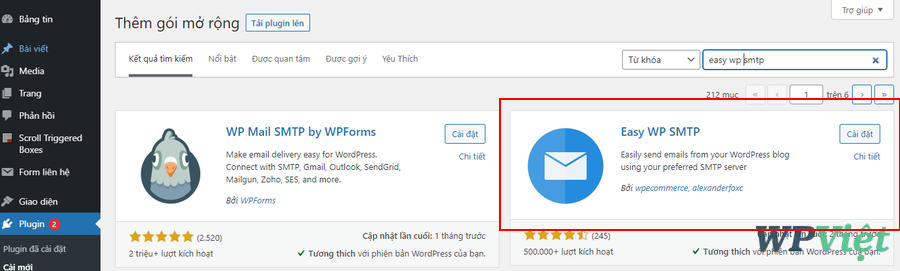 cài đặt gởi email trong WordPress với Plugin Easy WP SMTP